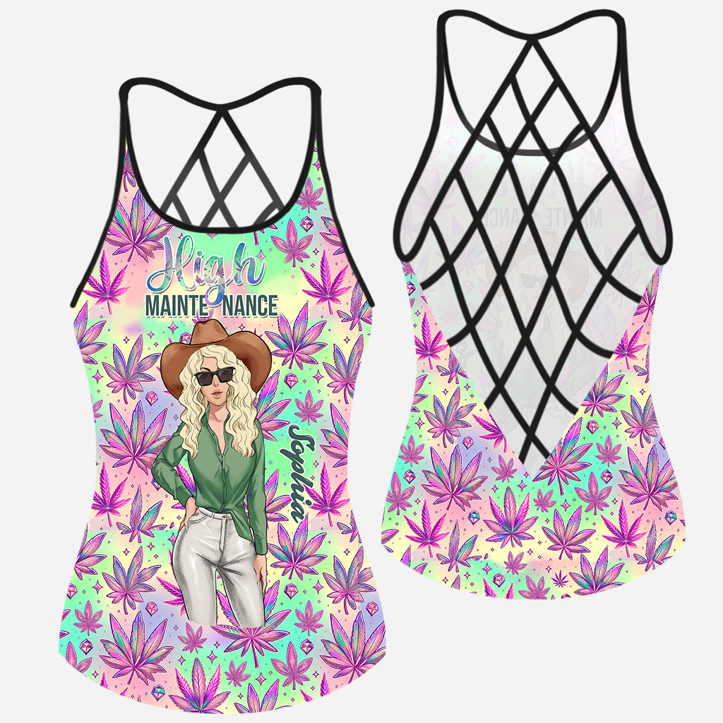High Maintenance - Personalized Weed Cross Tank Top