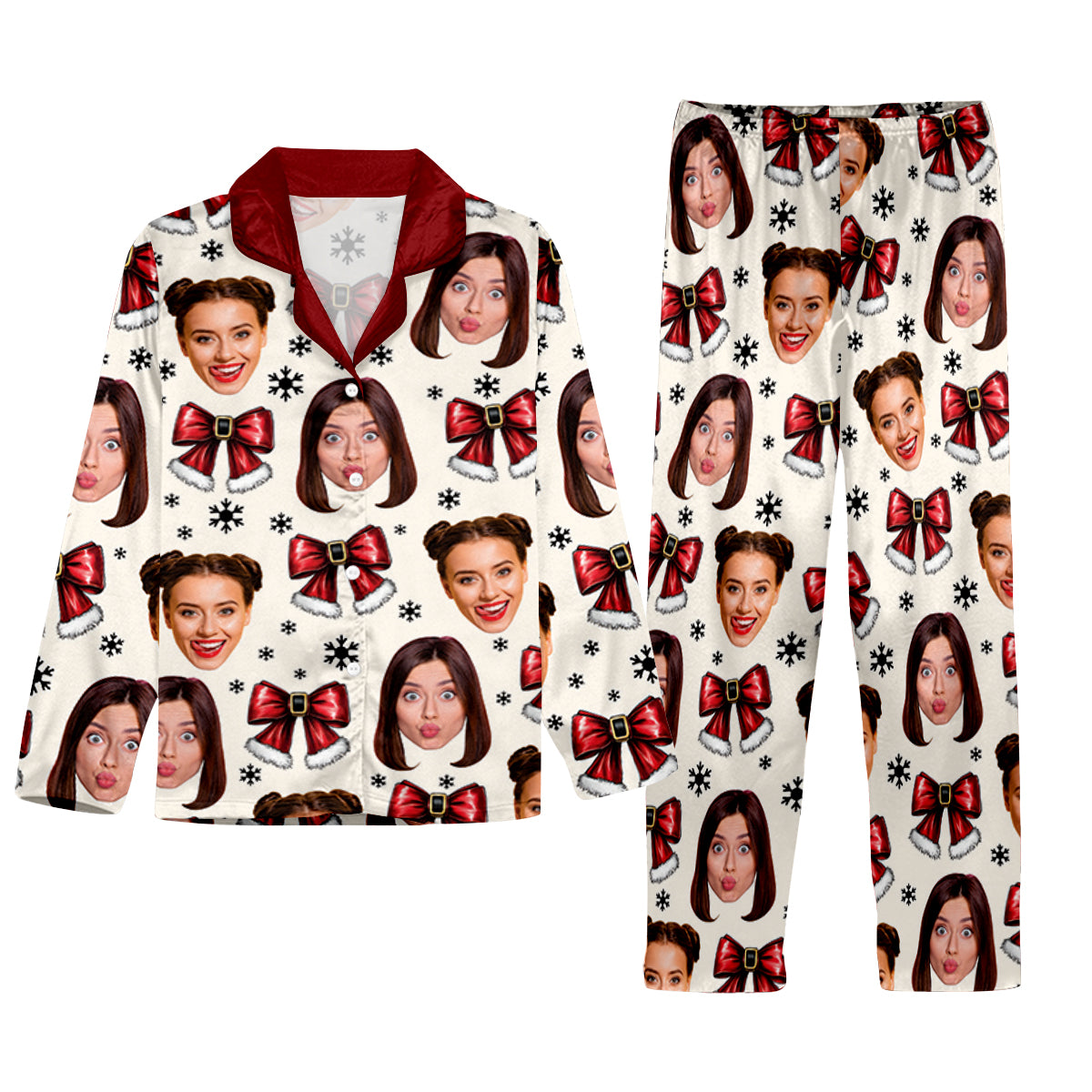 Coquette Besties Christmas - Personalized Bestie Button Down Pajamas