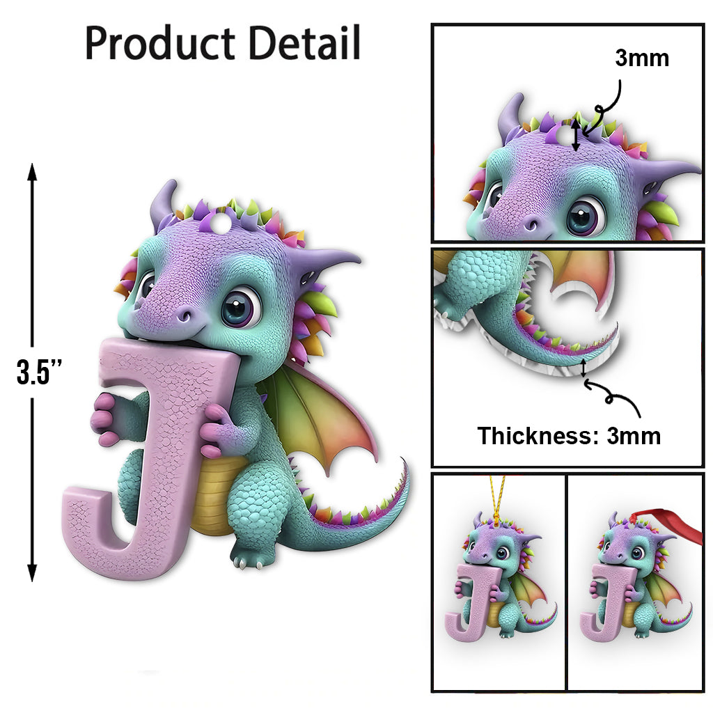 Cute Dragon Letter Ornament - Personalized Dragon Ornament