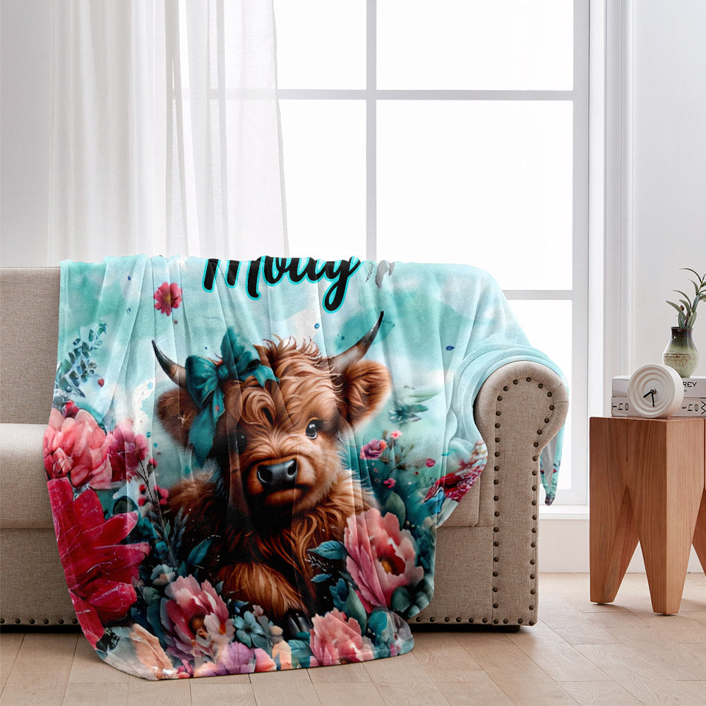 Cute Baby Cow - Personalized Blanket