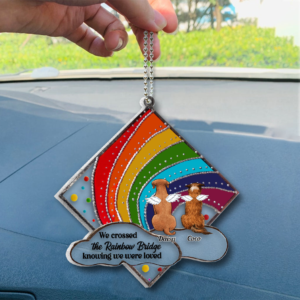 Rainbow Bridge Cat Dog Memorial - Personalized Dog Transparent Car Ornament