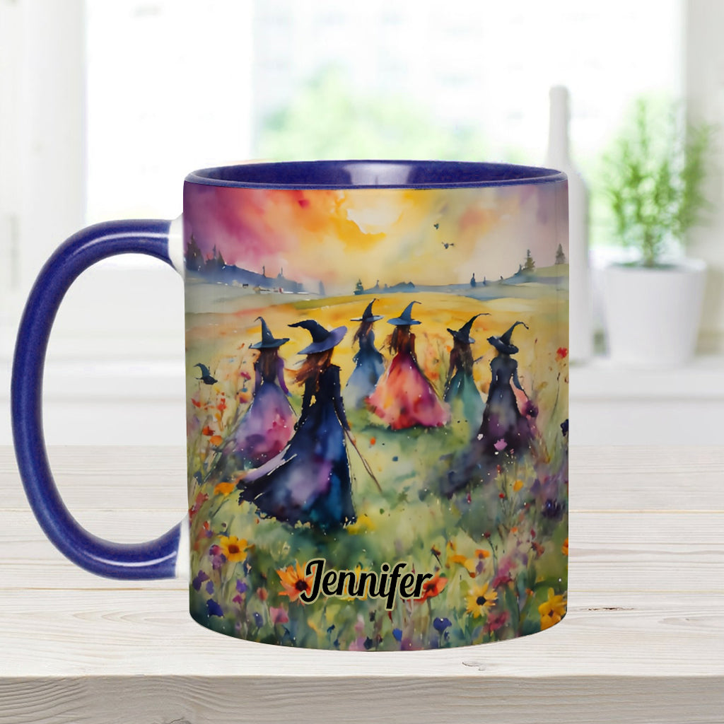 Watercolor Witches Gather - Personalized Witch Accent Mug