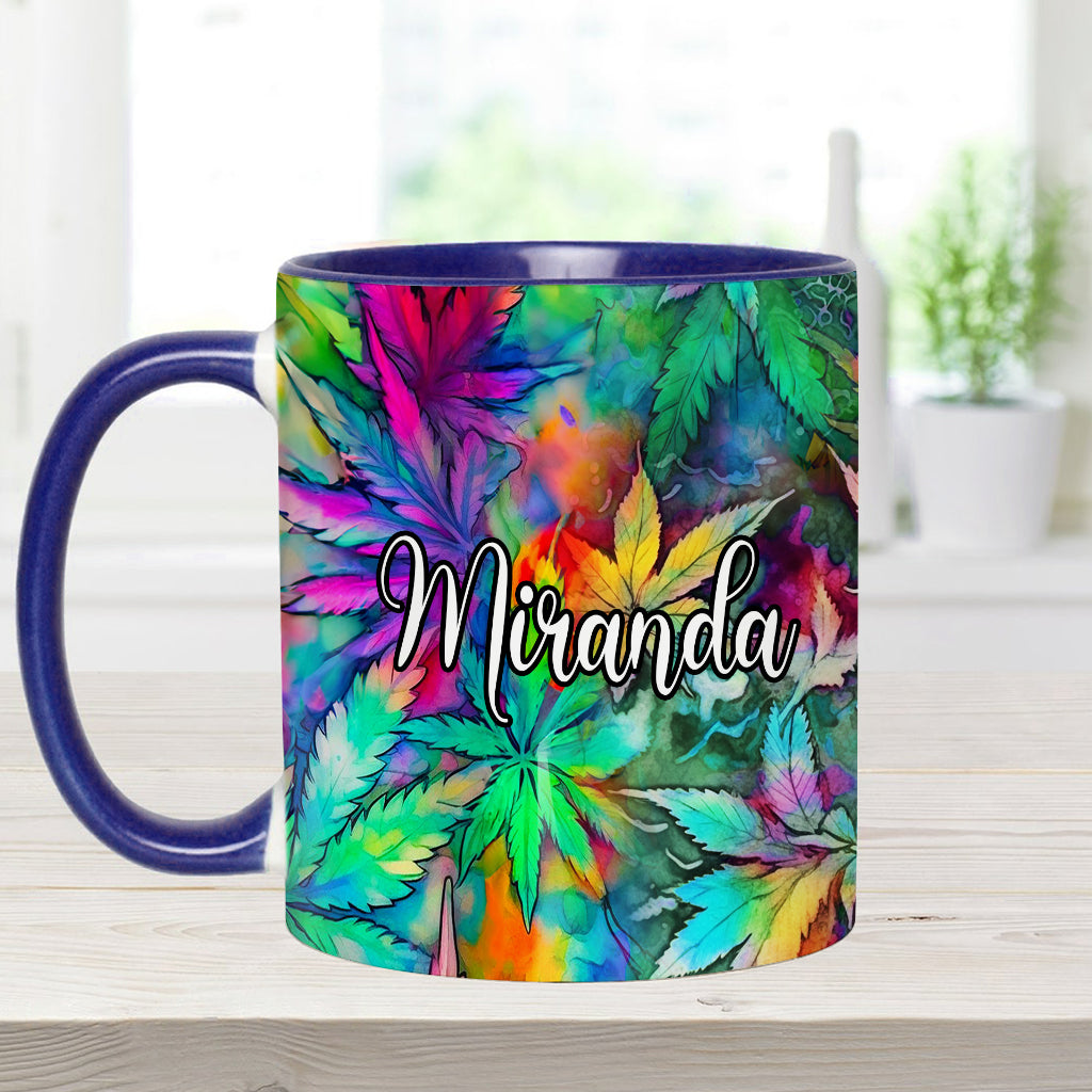 Psychedelic Marijuana Leaf - Personalized Weed Accent Mug