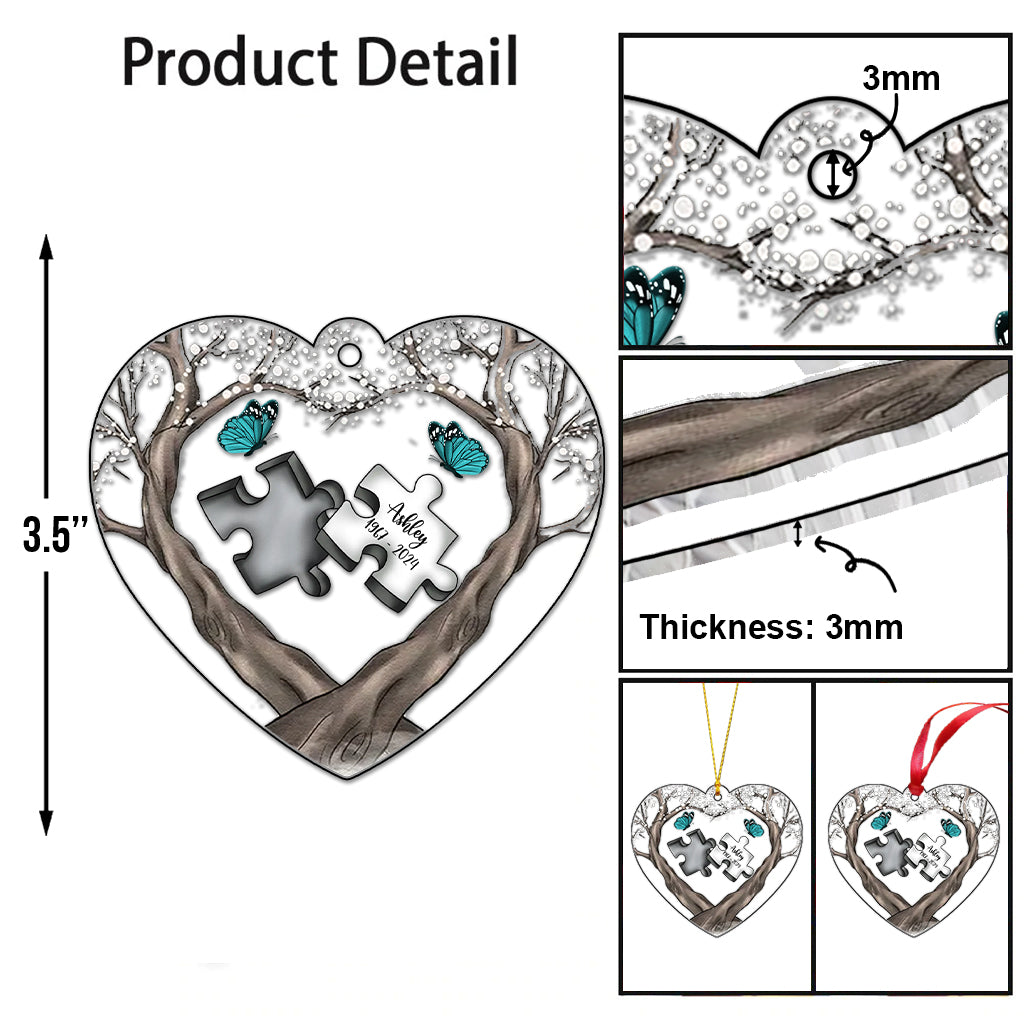 A Piece Of My Heart Lives In Heaven - Personalized Memorial Custom Shaped Ornament