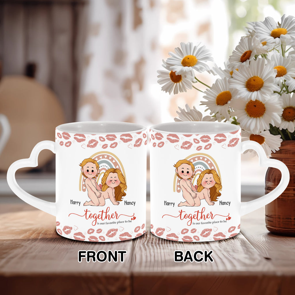 I Love You - Personalized Couple Heart Handle Mug