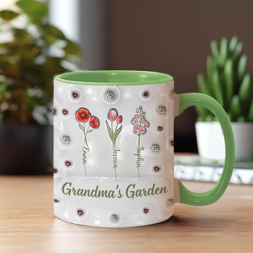 Birth Month Flowers Grandma's Garden - Personalized Grandma Accent Mug