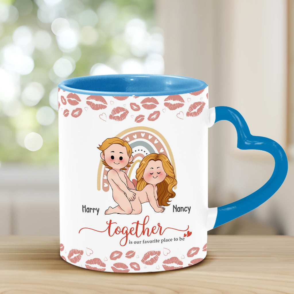 I Love You - Personalized Couple Heart Handle Mug