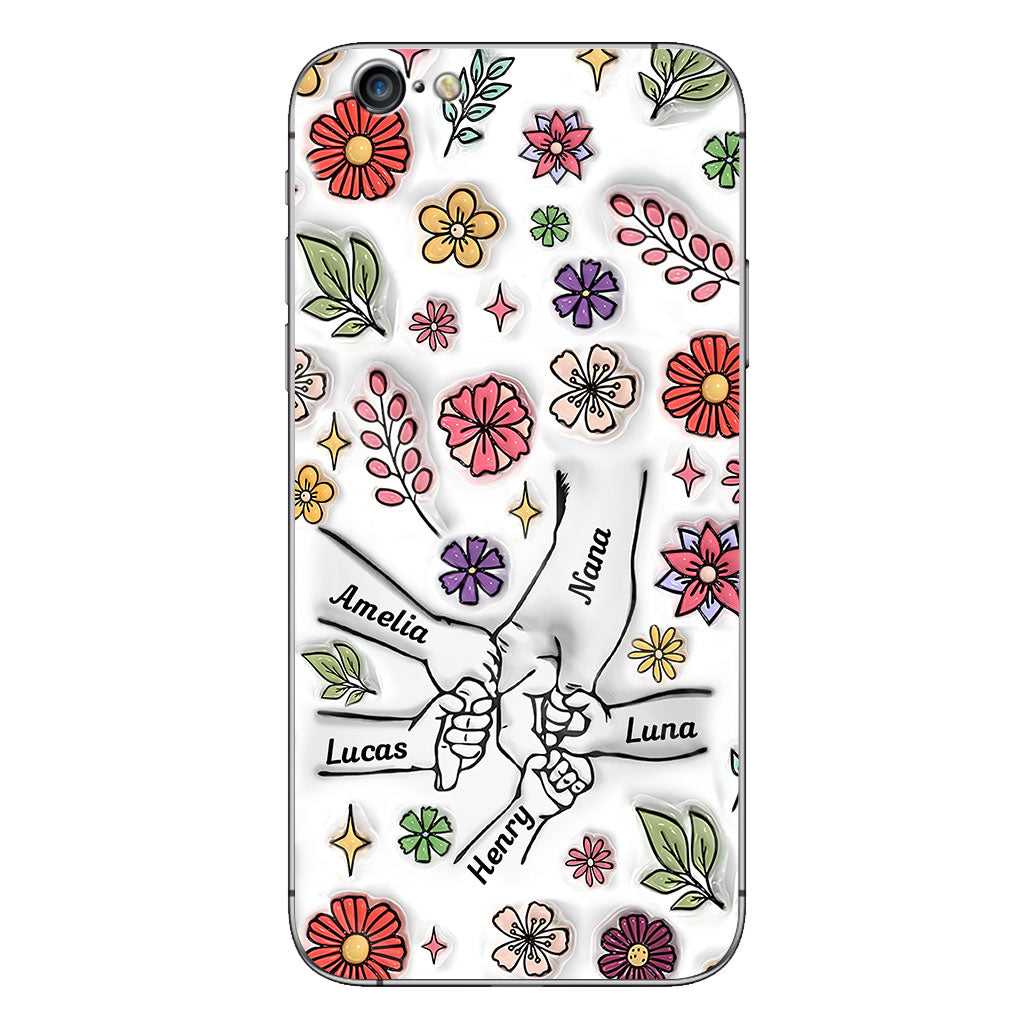 Spring Flower Holding Hands Nana Mom - Personalized Grandma Phone Case