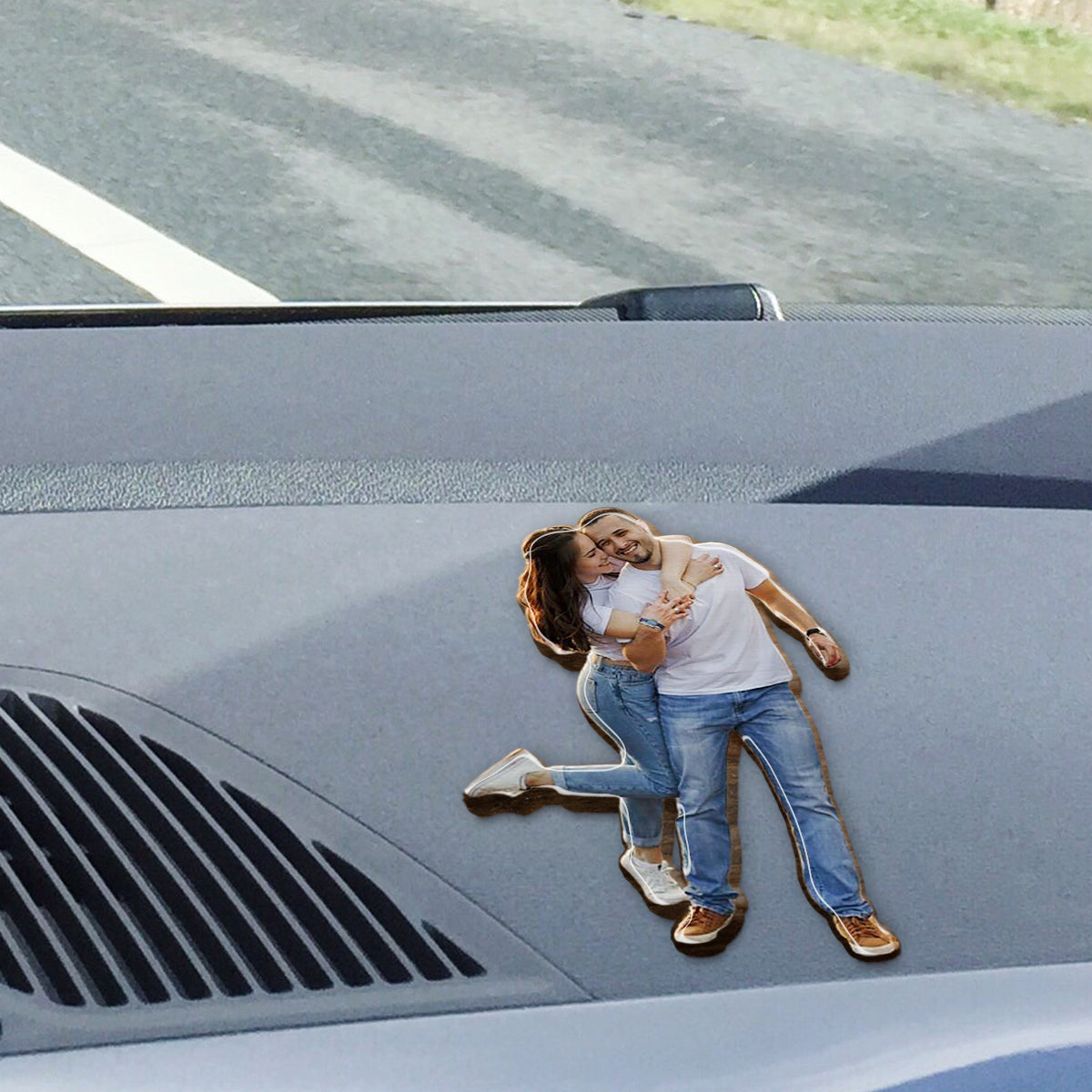 I Love You To The Moon And Back - Personalized Couple Shaped Car Visor Clip