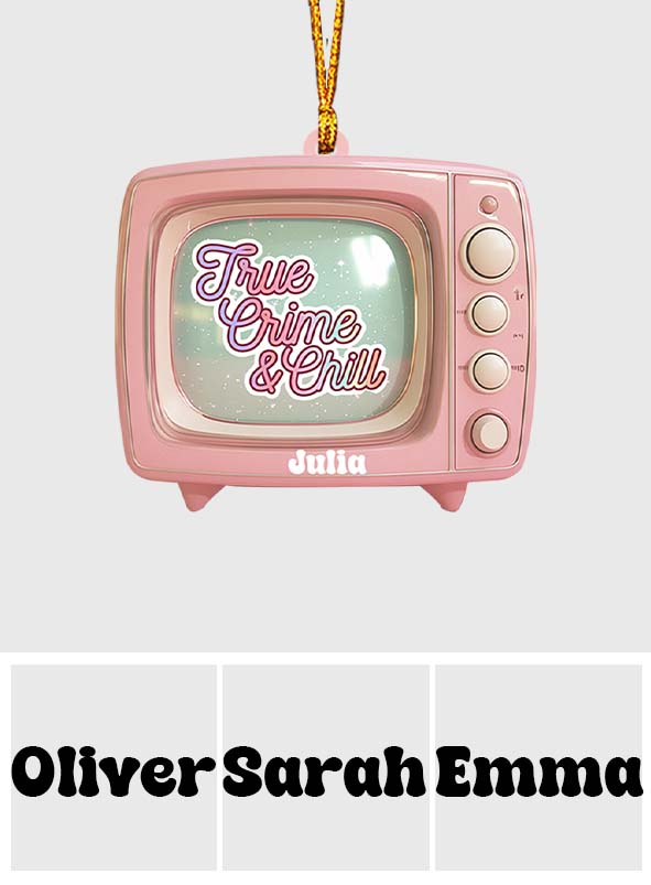 True Crime & Chill, Pink TV - Personalized Ornament