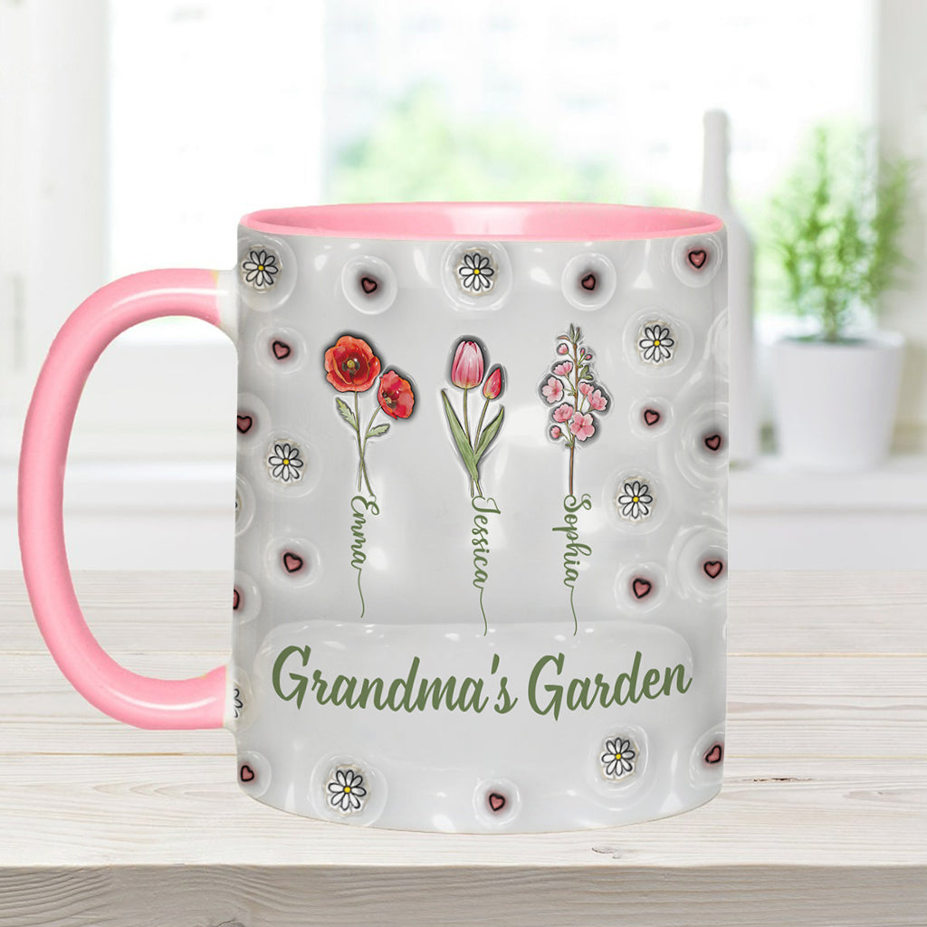Birth Month Flowers Grandma's Garden - Personalized Grandma Accent Mug