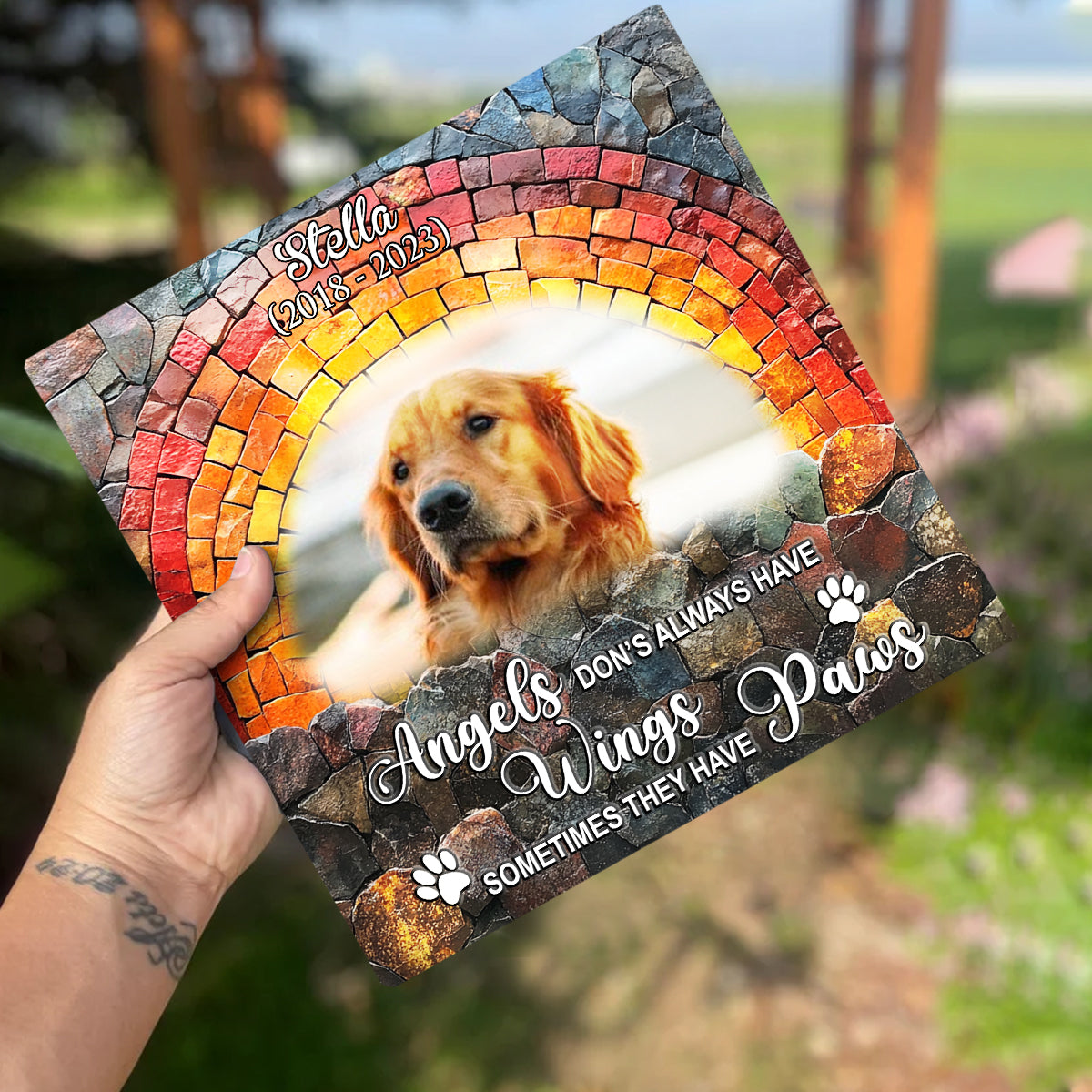 Angels Dont Always Have Wings - Personalized Dog Square Shaped Stone