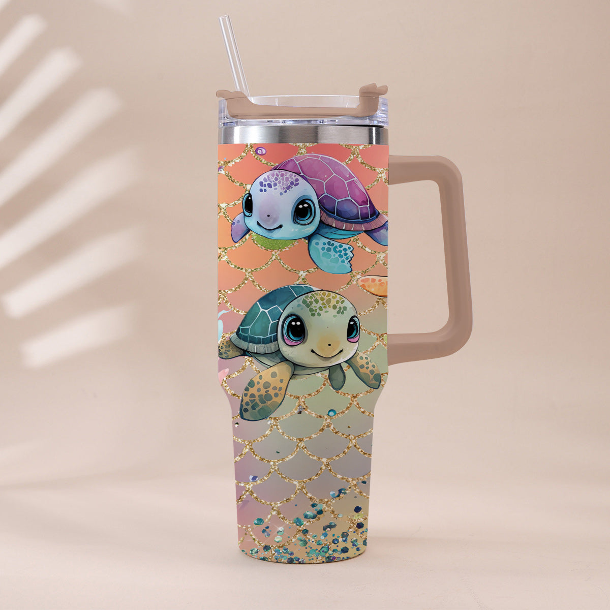 Cute Turtles - Personalized Turtle Tumbler With Handle
