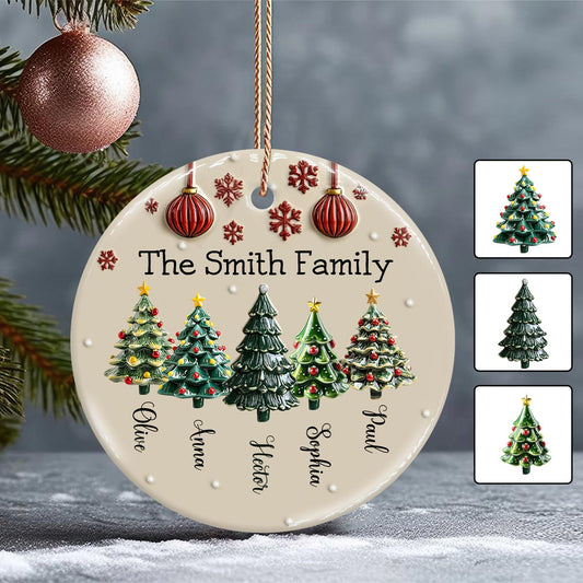 Family Tree - Personalized Family Ceramic Circle Ornament