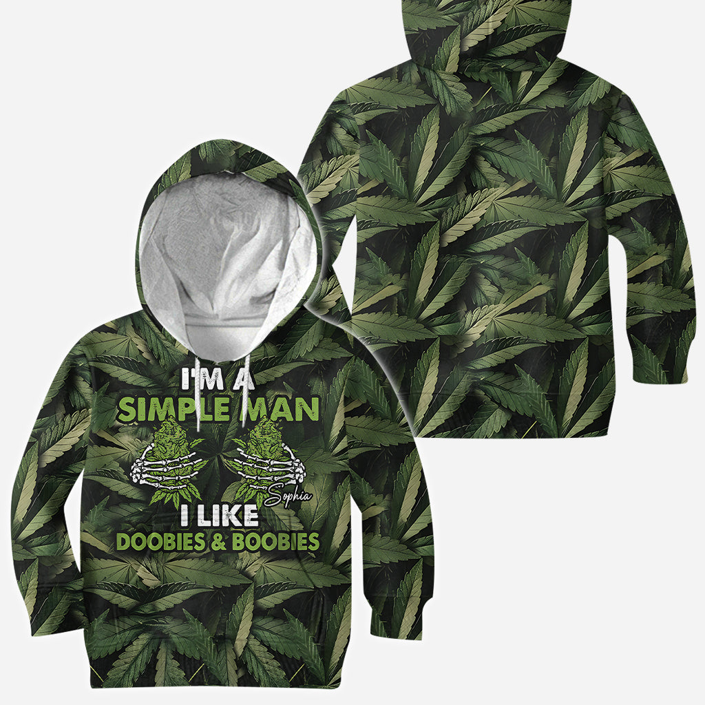 I'm A Simple Man I Like Doobies & Boobies - Personalized Weed All Over Shirt
