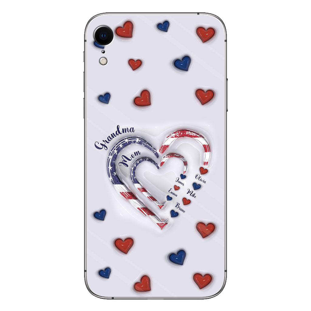 4th Of July Grandma's Hearts - Personalized Grandma Phone Case