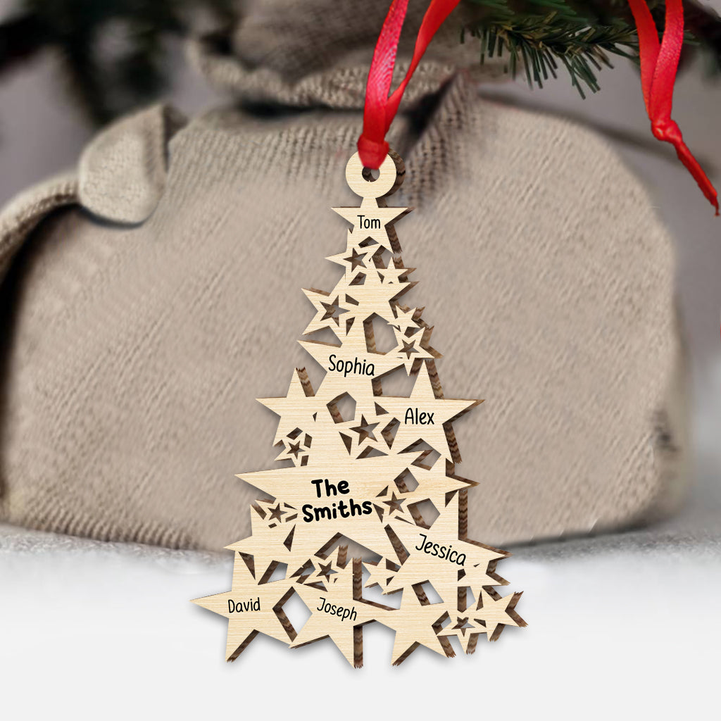 Star Christmas Tree Family Custom Names - Personalized Family Ornament