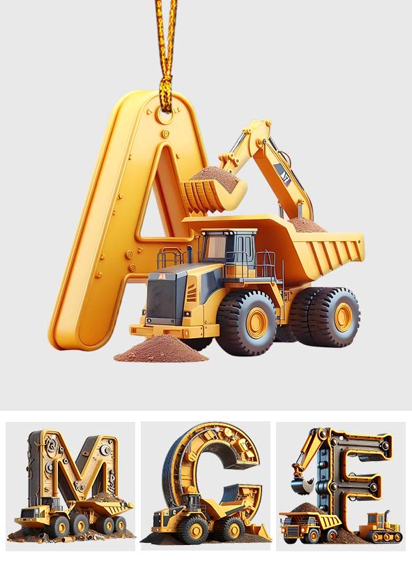 Construction Vehicles Letter - Personalized Kid Ornament