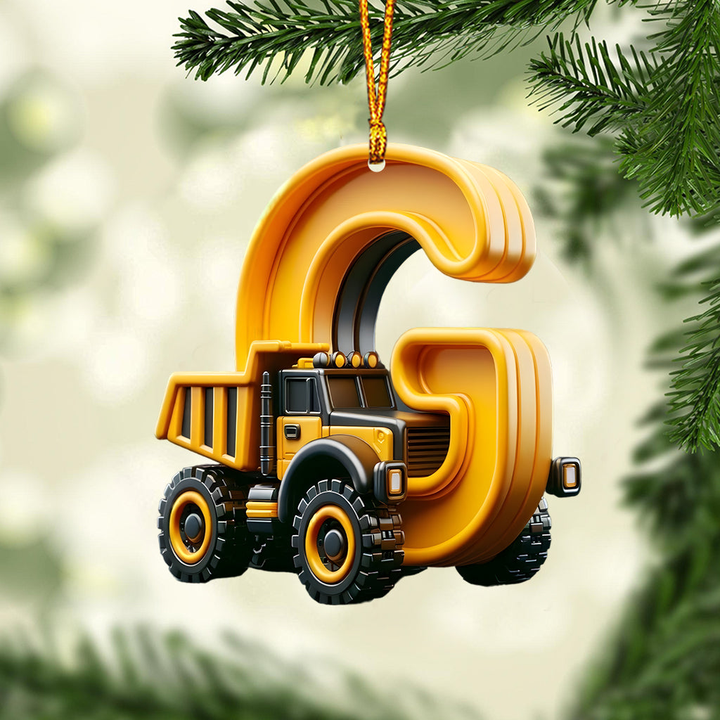 Construction Vehicles Letter Ornament - Personalized Kid Ornament