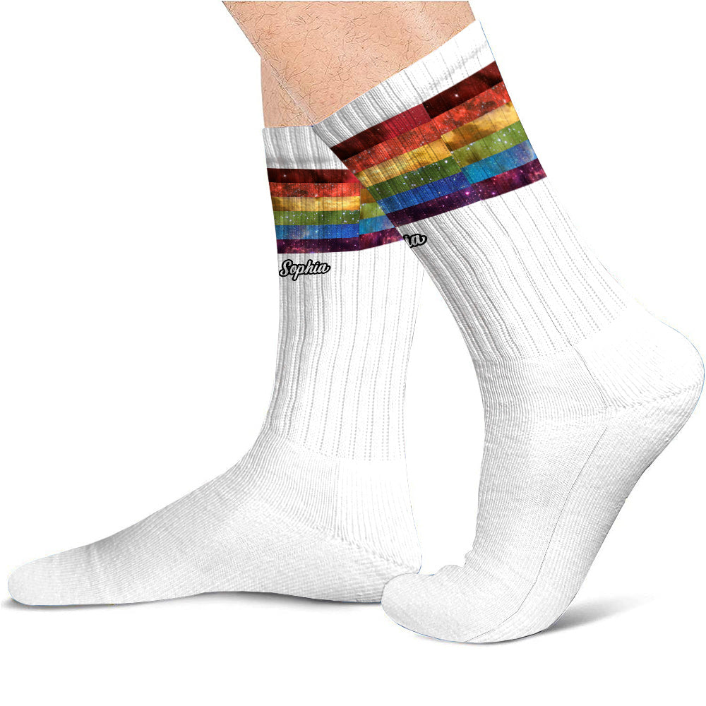 Pride Rainbow Galaxy - Personalized LGBT Support Socks