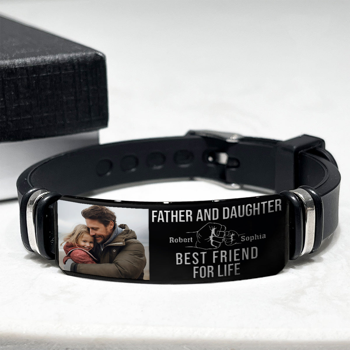 Father & Daughter Son Best Friend For Life - Personalized Father Engraved Bracelet