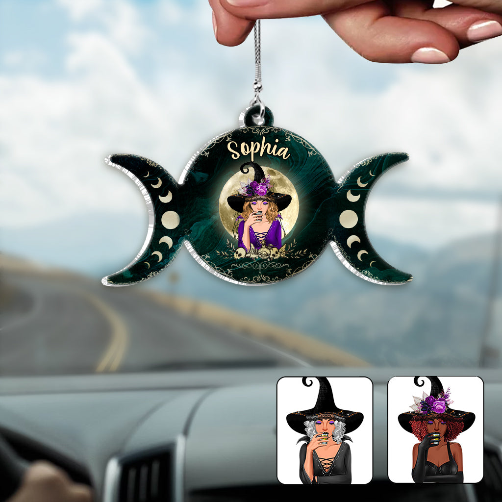 Triple Moon - Personalized Witch Car Ornament