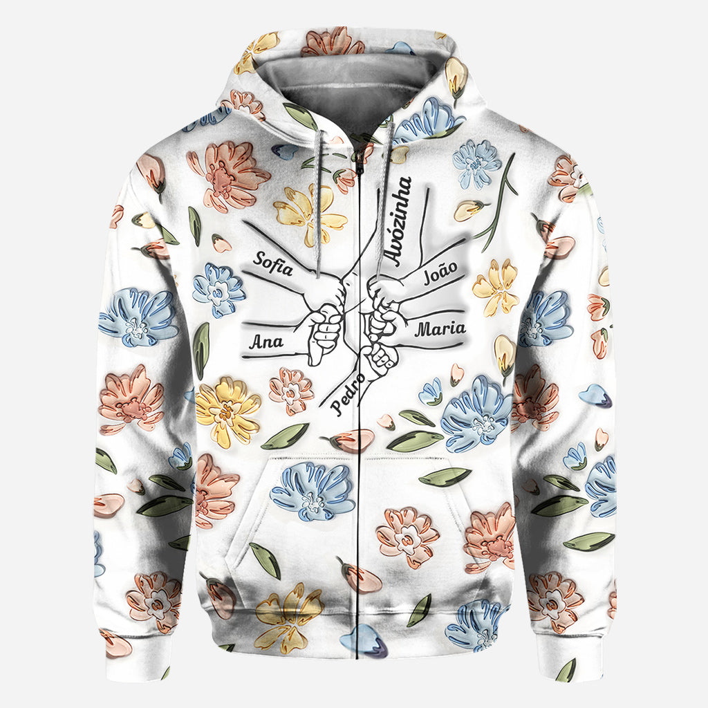 Mom's Love Hands Holding Pastel Floral - Personalized Mother All Over Shirt