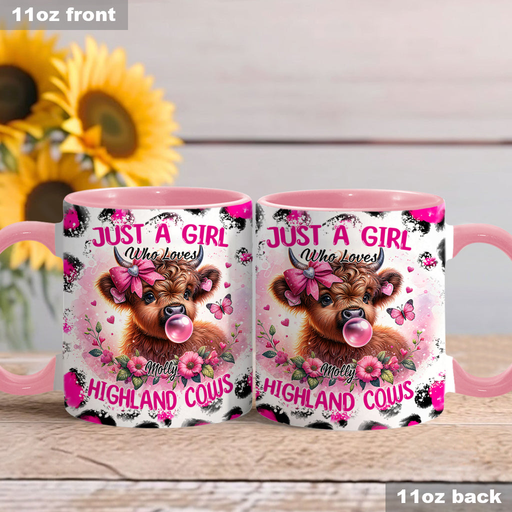 Cute Pink Highland Cow - Personalized Accent Mug