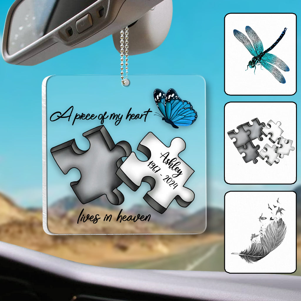 Memorial Butterfly Dragonfly Heaven Feather - Personalized Memorial Transparent Car Ornament