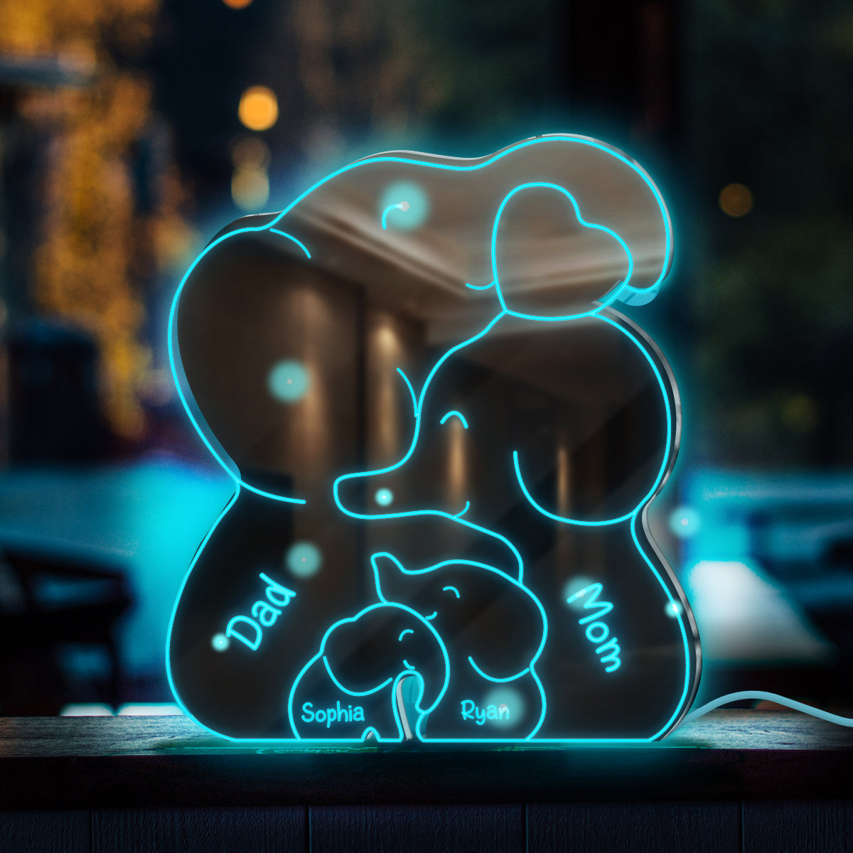 Elephant Family - Personalized Family Mirror Light