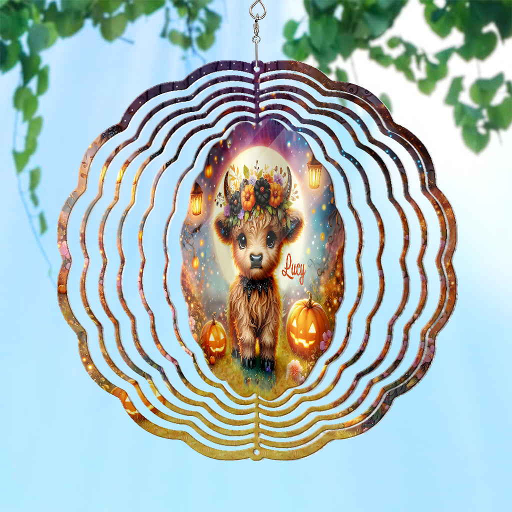 Halloween Highland Cow - Personalized Wind Spinner