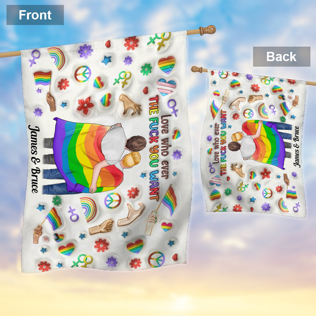 Love Whoever You Want - Personalized LGBT Support House Flag