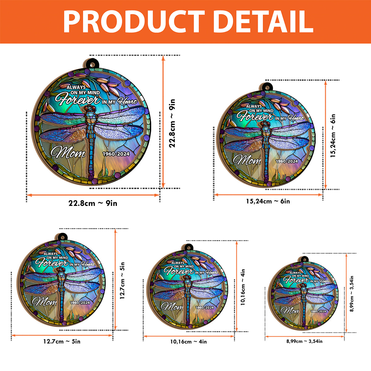 Always On My Mind Forever In My Heart - Personalized Memorial 2 Layered Window Hanging Suncatcher