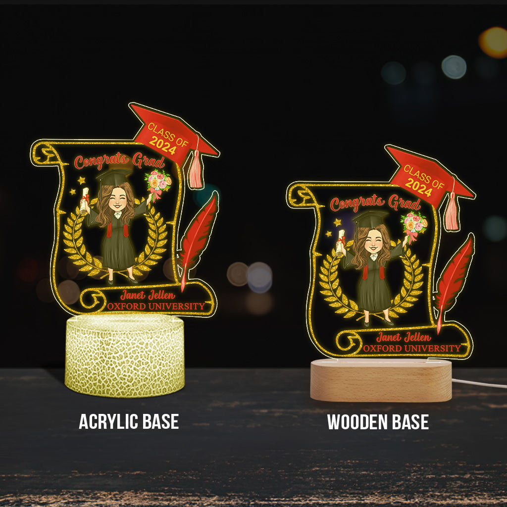 Congratulation Grad - Personalized Graduation Shaped Plaque Light Base
