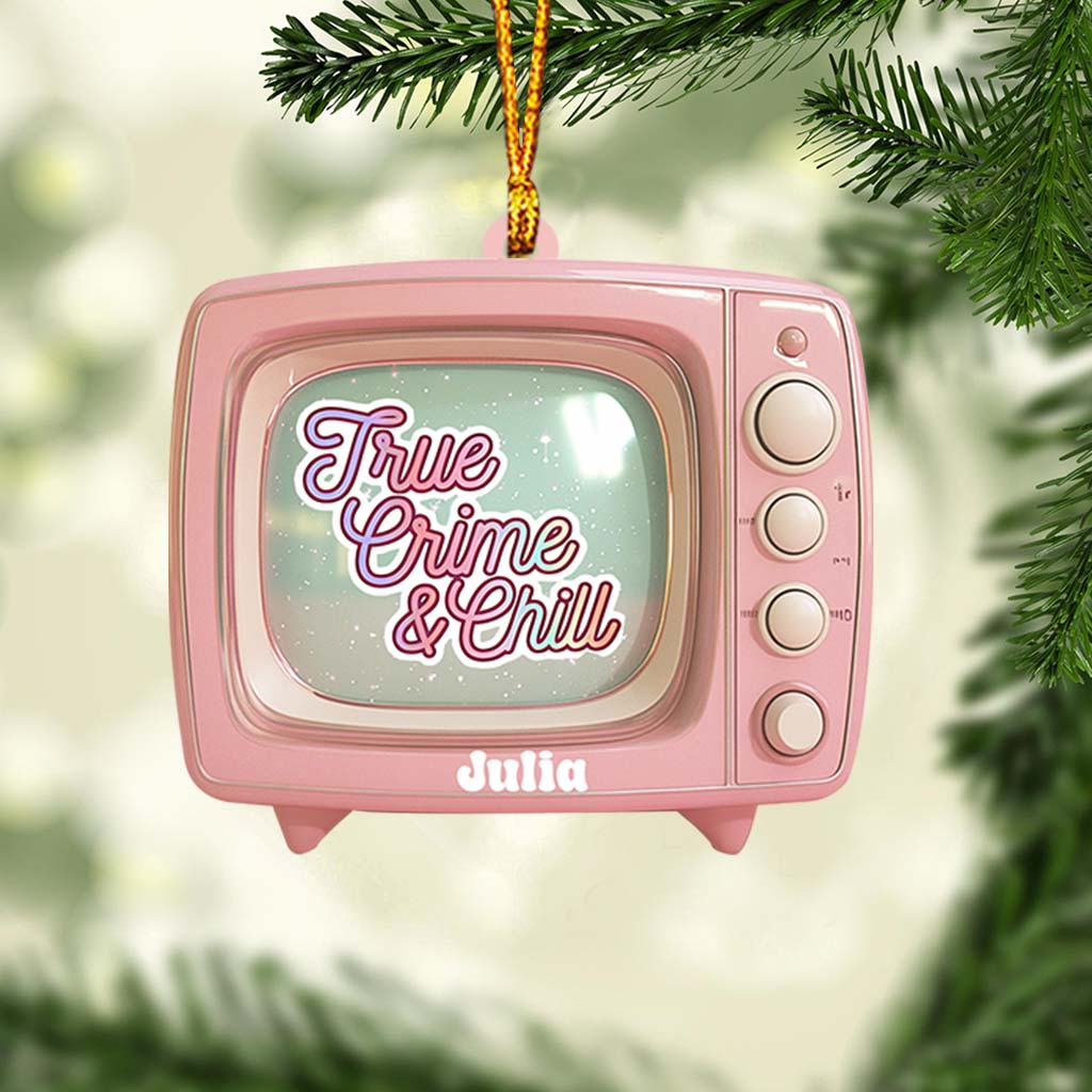 True Crime & Chill, Pink TV - Personalized Ornament