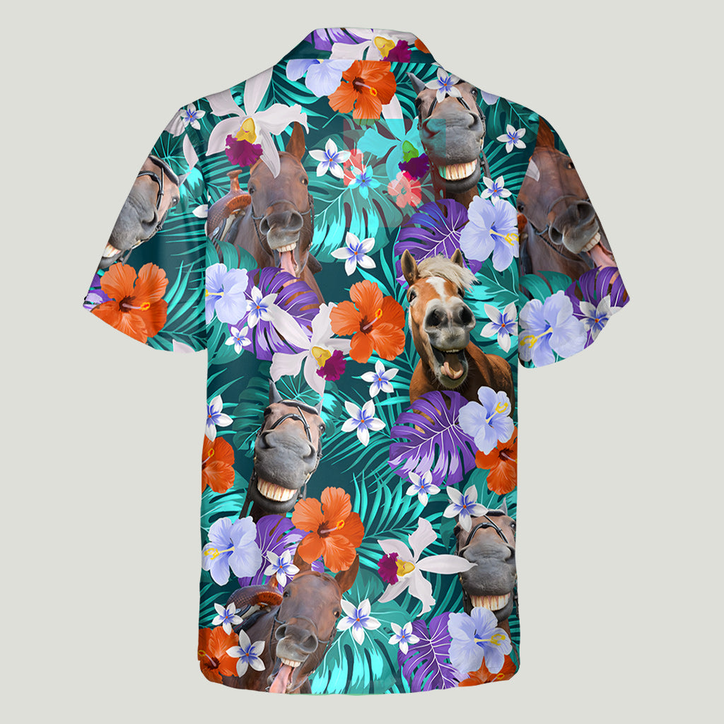 Laughing Horses Beach Summer - Personalized Horse Hawaiian Shirt