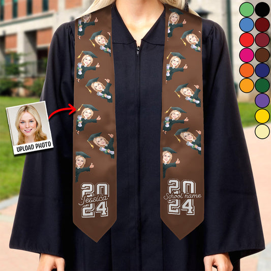 Caricature Funny Character - Personalized Graduation Graduation Stole