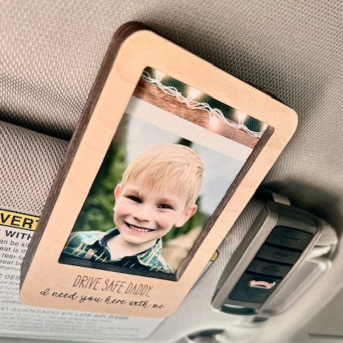 Drive Safe Daddy Custom Photo - Personalized Father Car Visor Clip