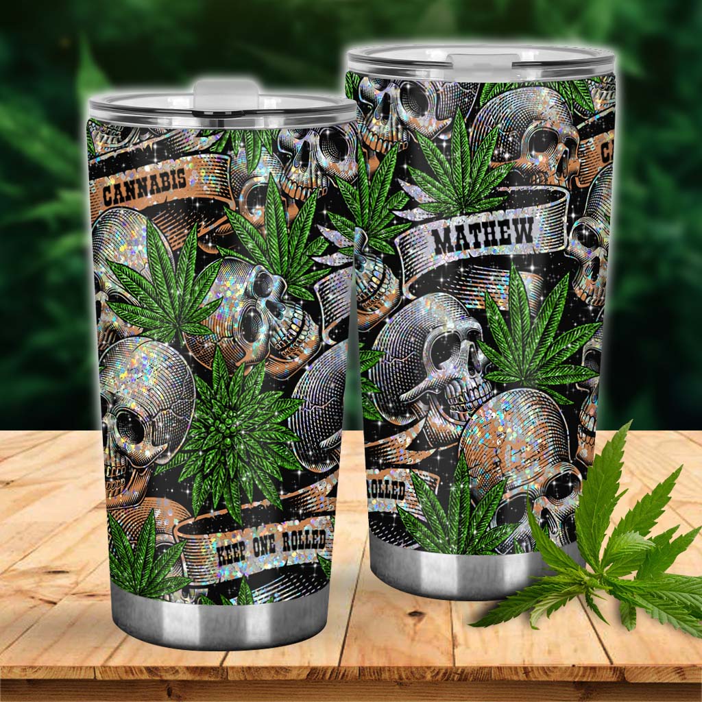 Bling Bling Skull Cannabis - Personalized Weed Tumbler