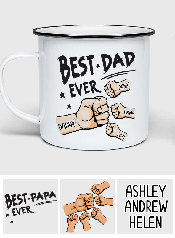Best Dad Ever Fist Bump - Personalized Father Enamel Mug