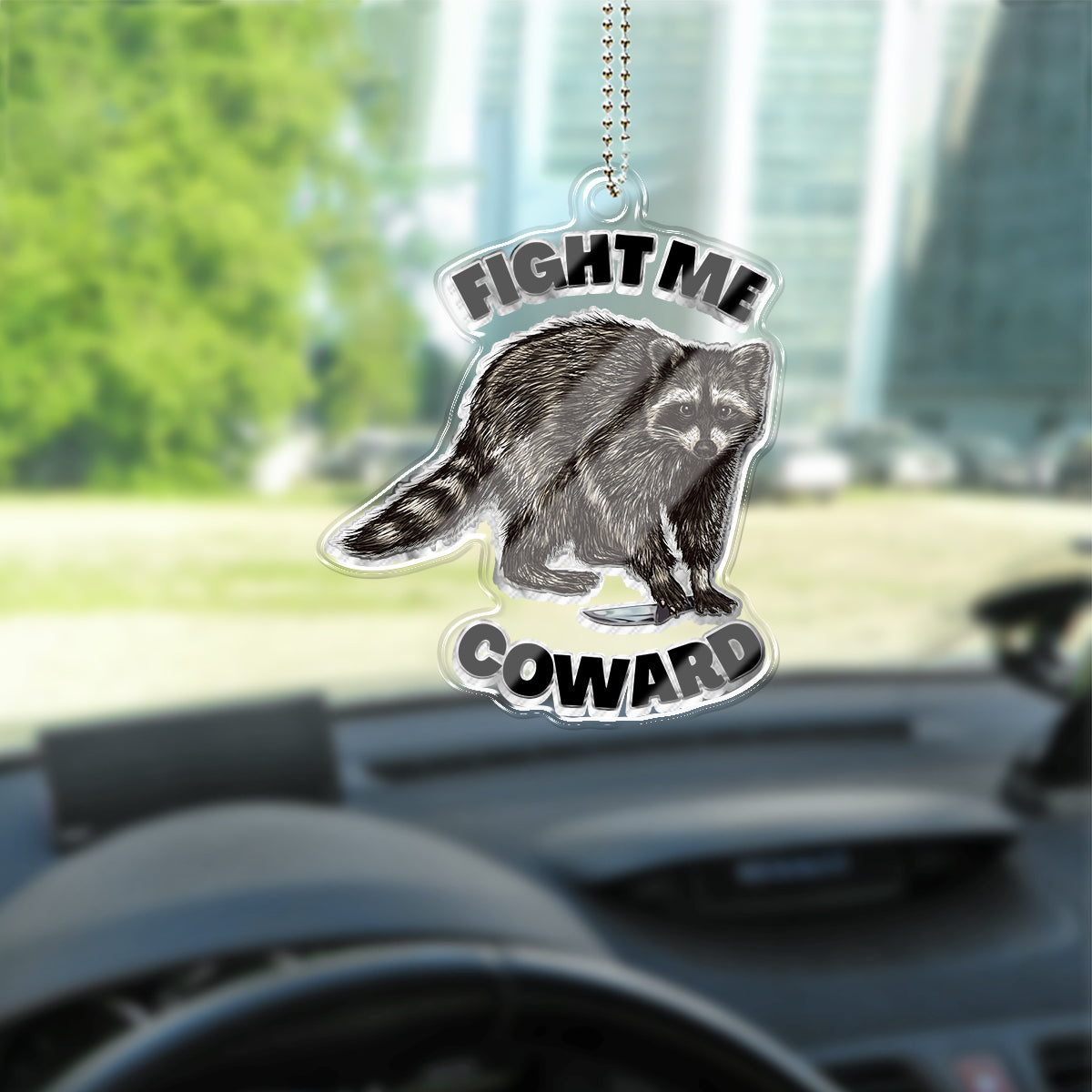 Fight Me - Raccoon Custom Shaped Car Ornament