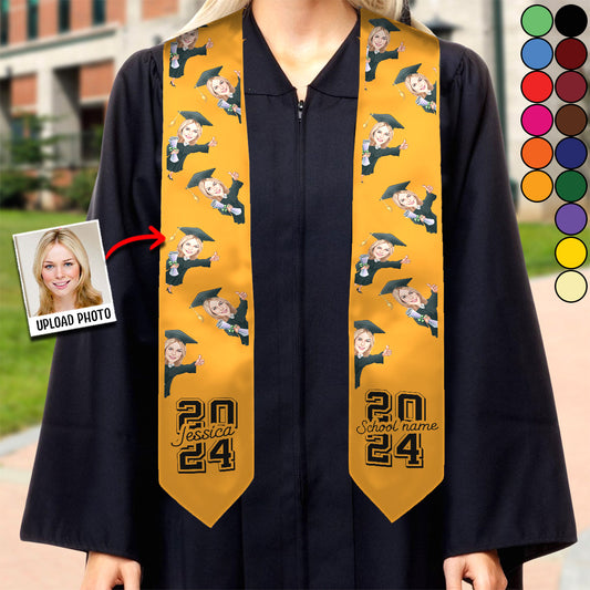 Caricature Funny Character - Personalized Graduation Graduation Stole