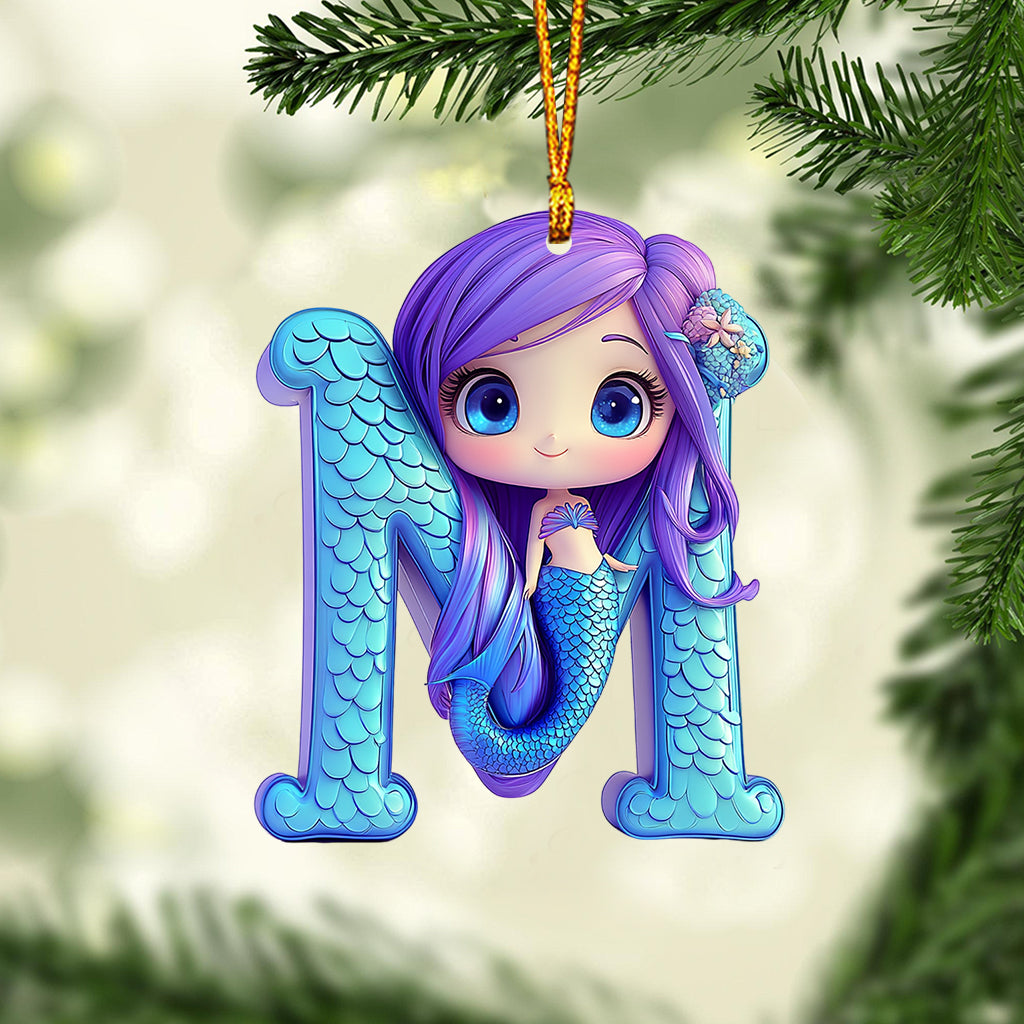 Beautiful Mermaid Letter Ornament - Personalized Kid Ornament