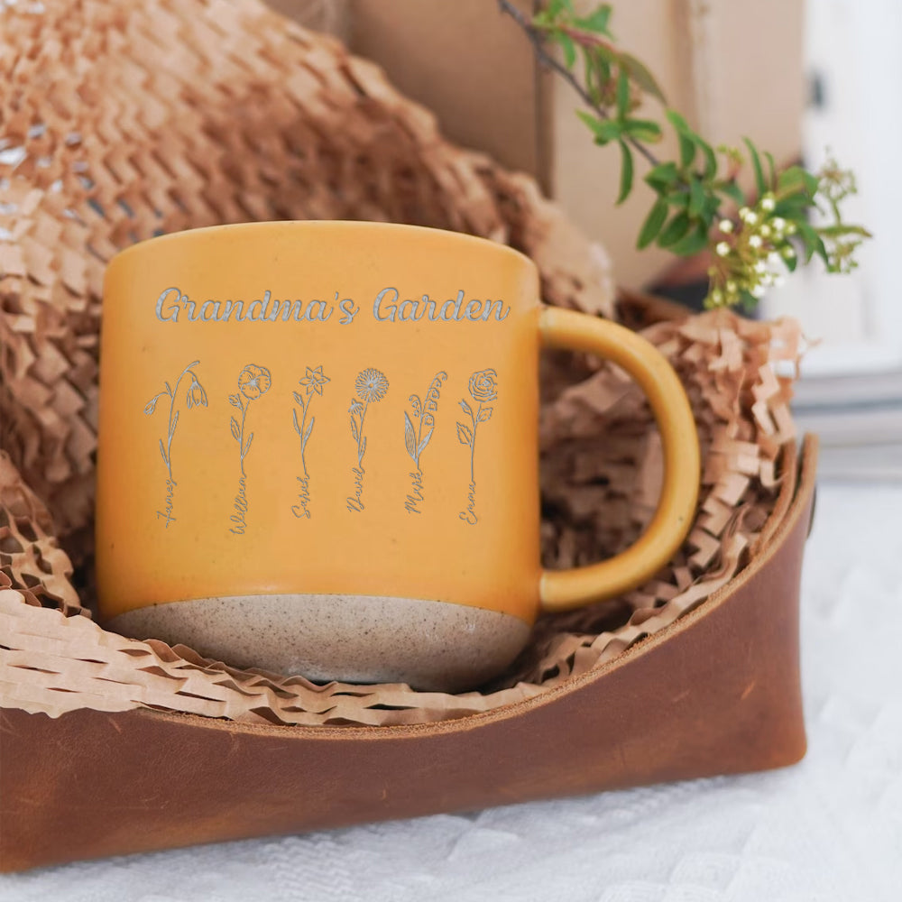 Grandma's Garden - Personalized Grandma Engraved Pottery Mug