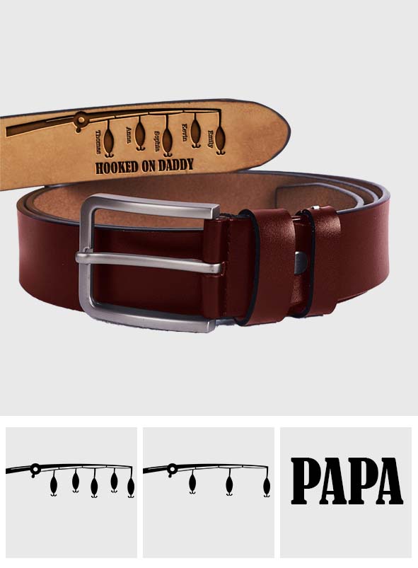 Hooked On Dad - Personalized Father Leather Belt