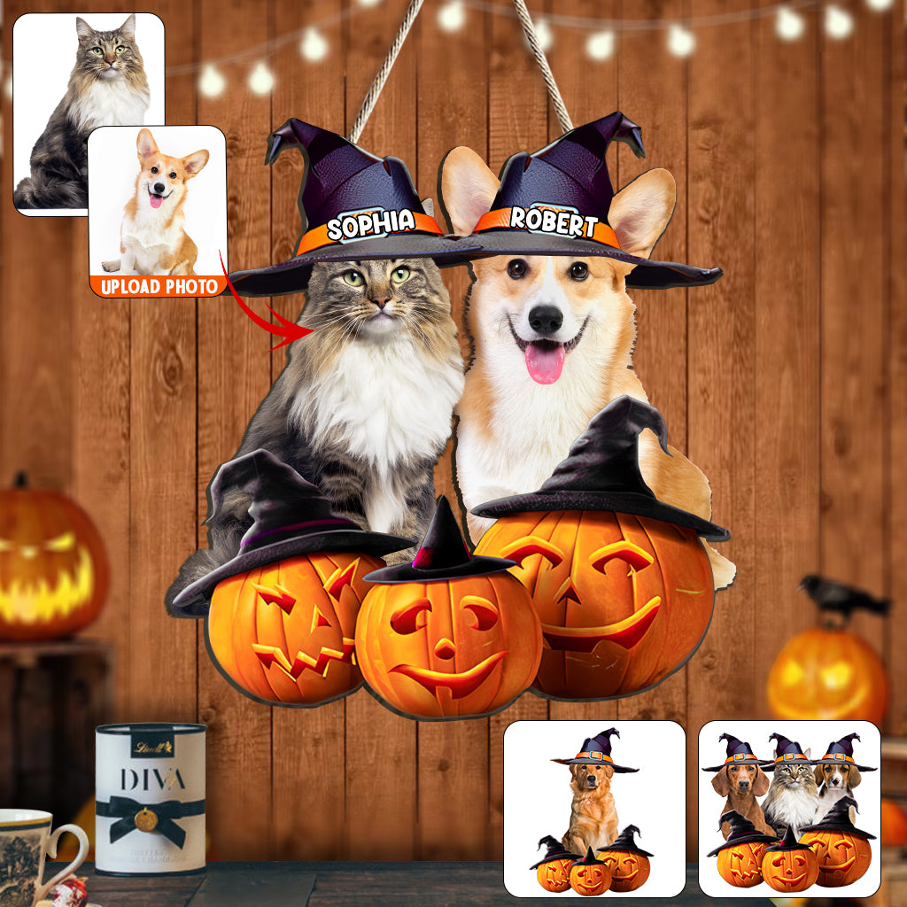 Cute Halloween Pets - Personalized Dog Custom Shaped Wood Sign