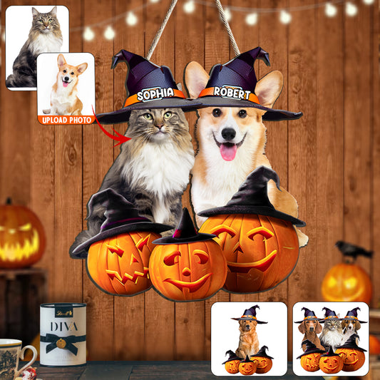 Cute Halloween Pets - Personalized Dog Custom Shaped Wood Sign