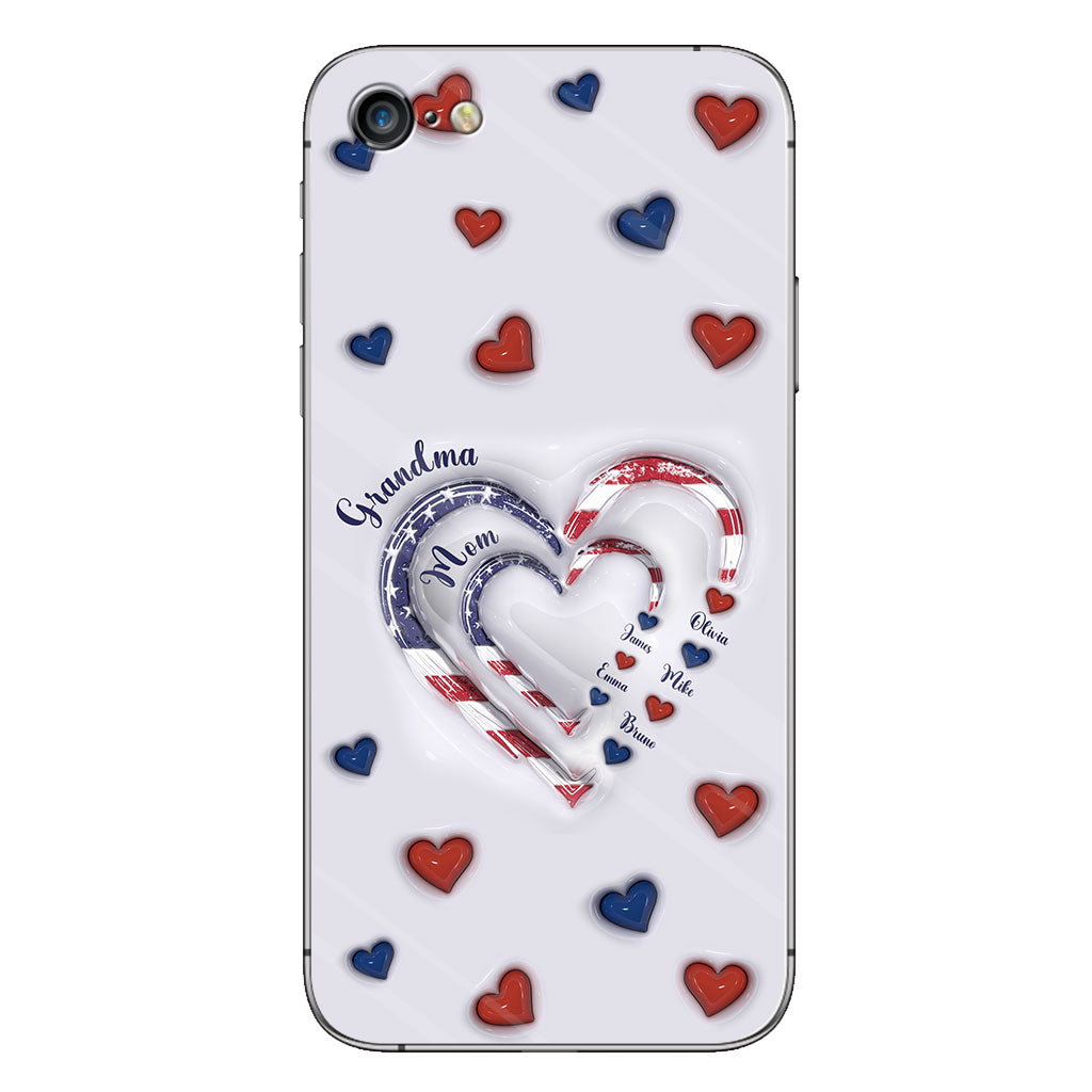 4th Of July Grandma's Hearts - Personalized Grandma Phone Case