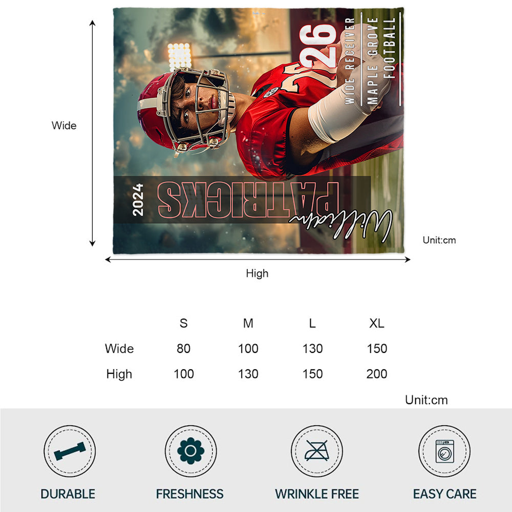 Any Photo, Name, School... - Personalized Football Blanket