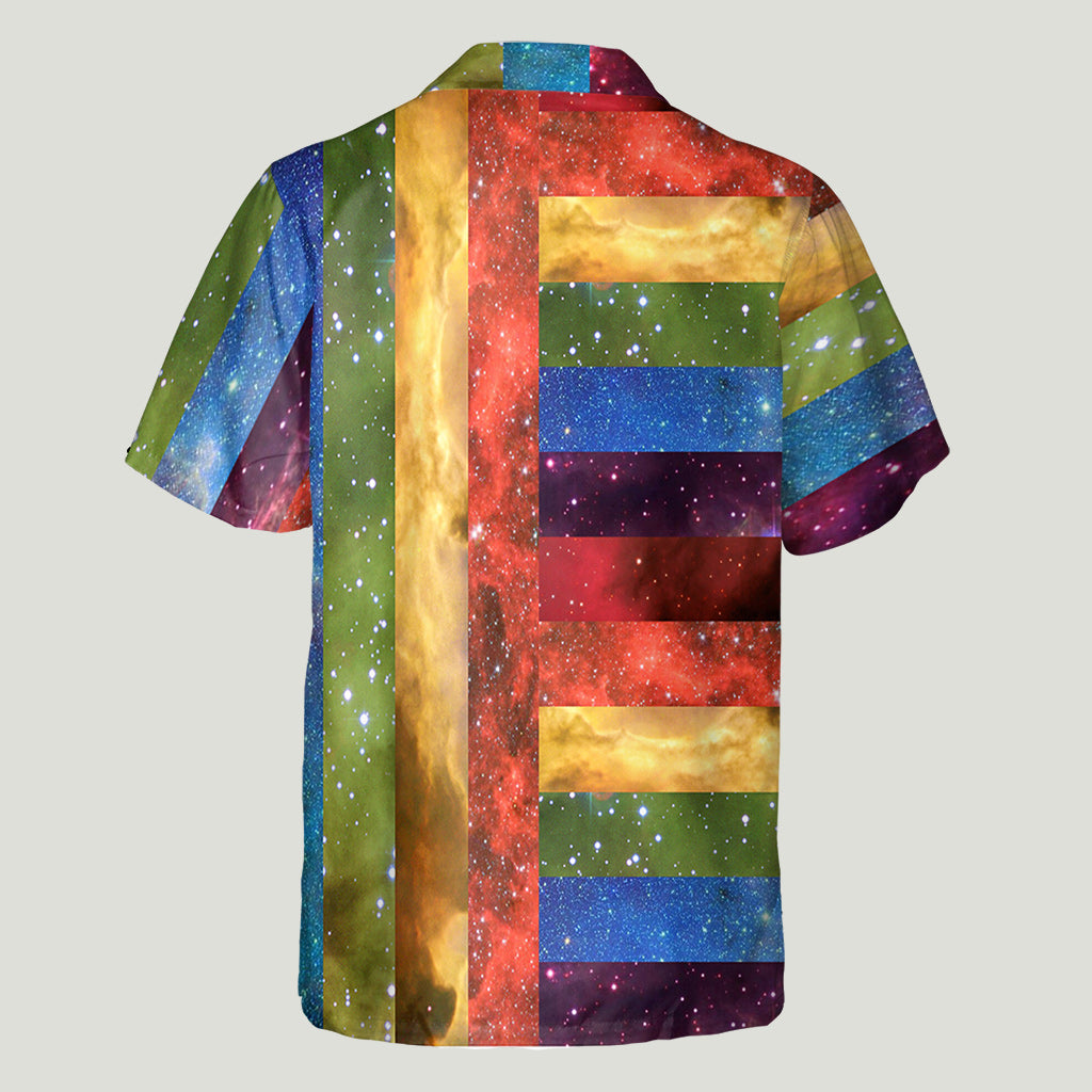 Rainbow Pride Pattern Galaxy - Personalized LGBT Support Hawaiian Shirt